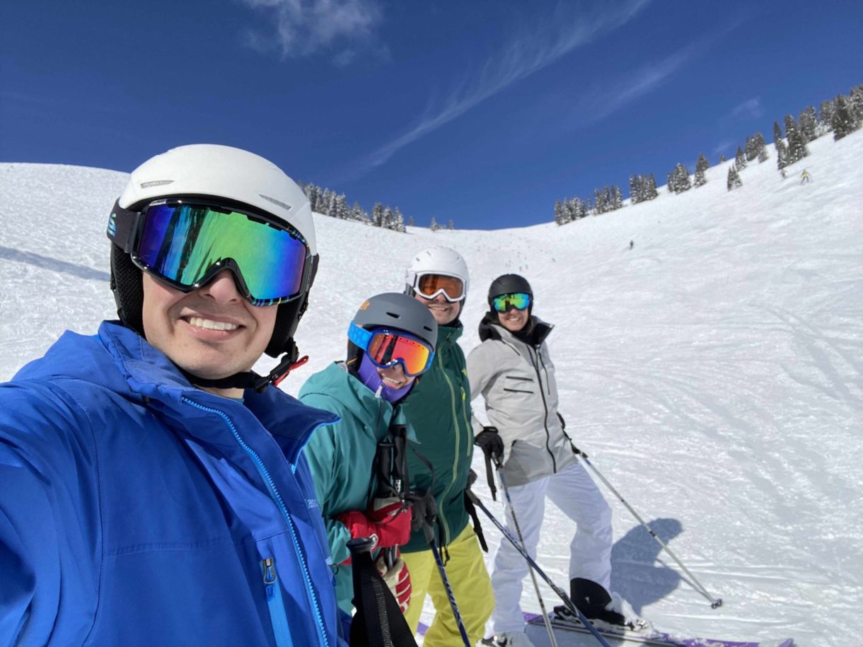 Group of people on snowy mountain