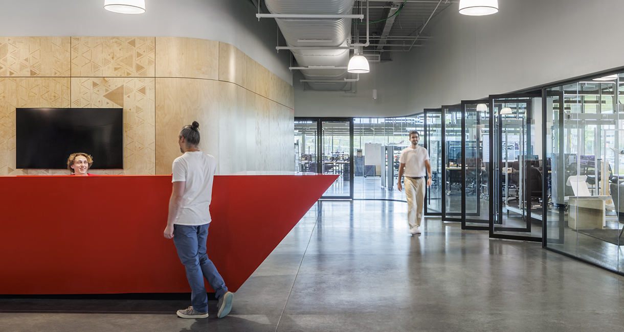 Wood wall installed in building